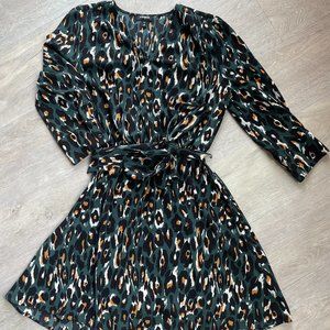 EXPRESS Green Cheetah Print Dress XS